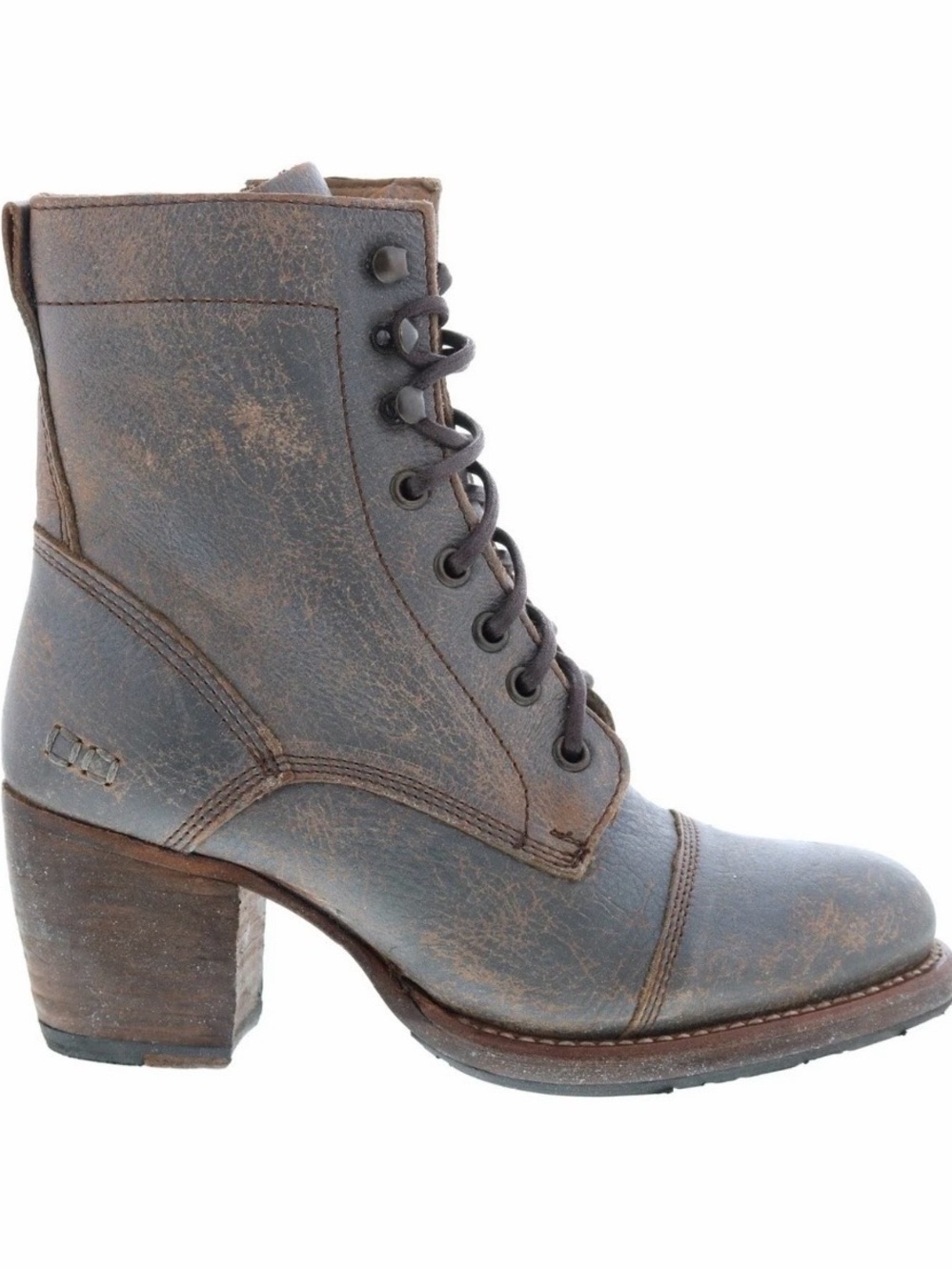 Bed Stu Judgement Lace Up Heeled Boots Grey Size 6.5